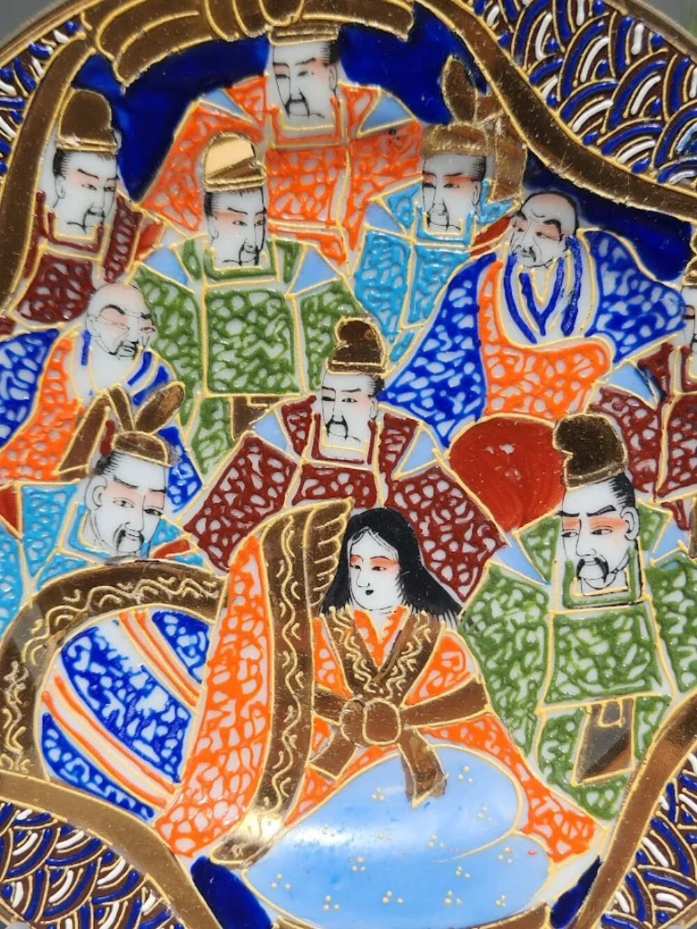 Vintage Japanese Satsuma hand-painted decorative plate Japan Porcelain Asian Art